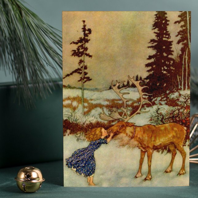 Girl and Reindeer Christmas  🎄  Holiday Card (Creator Uploaded)