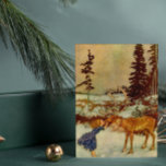 Girl and Reindeer Postcard<br><div class="desc">Winter scene of girl and reindeer</div>