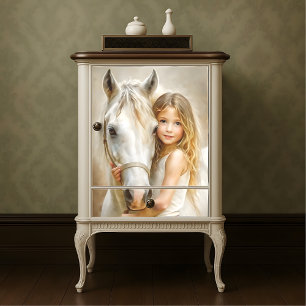 Girl And White Horse Country Farmhouse Decoupage Tissue Paper