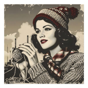 Girl and Yarn Vintage Photo Print