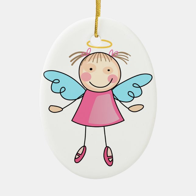 Girl Angel Ceramic Tree Decoration (Front)