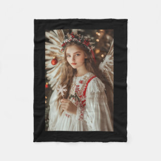 Girl Angel With Flowers Sticker  Fleece Blanket