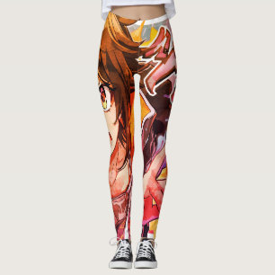 Girl Anime Art Cartoon on Customised Tight Leggings
