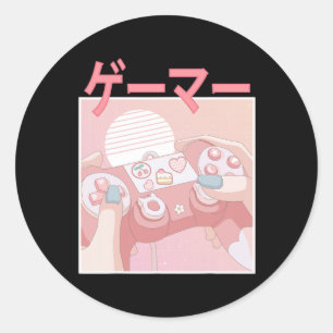 Girl Anime Kawaii Gaming Cute Video Game Women Gir Classic Round Sticker