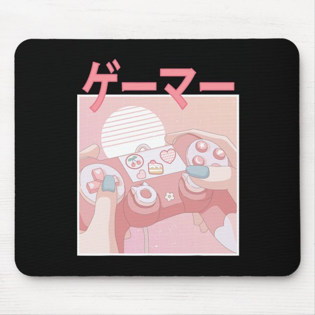 Girl Anime Kawaii Gaming Cute Video Game Women Gir Mouse Mat (Front)