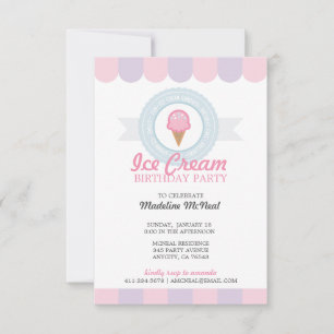 girl ANY AGE ice cream BIRTHDAY PARTY Invitation