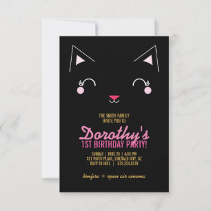 girl ANY AGE kitty CAT BIRTHDAY party Invitation