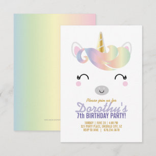 girl ANY AGE rainbow UNICORN BIRTHDAY party Invitation