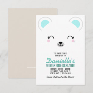 girl ANY AGE winter POLAR BEAR birthday party Invitation