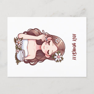 Girl applying skincare Love yourself Postcard