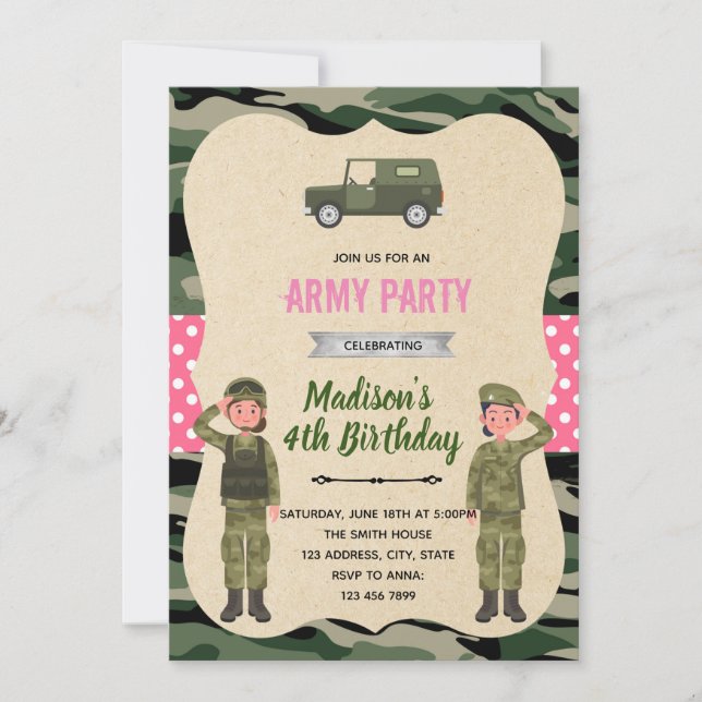 Girl army invitation (Front)
