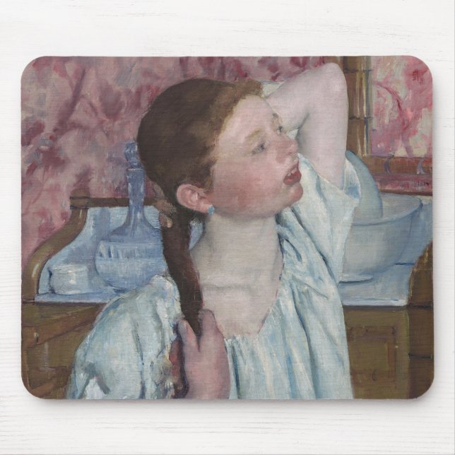 Girl Arranging Her Hair, 1886 (oil on canvas) Mouse Mat (Front)