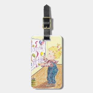 Girl artist kid personalised luggage tag