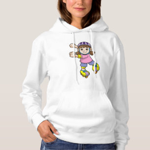 Girl as Skater with Skates & Helmet Hoodie