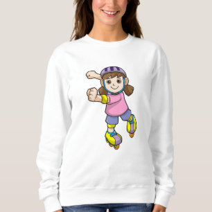 Girl as Skater with Skates & Helmet Sweatshirt