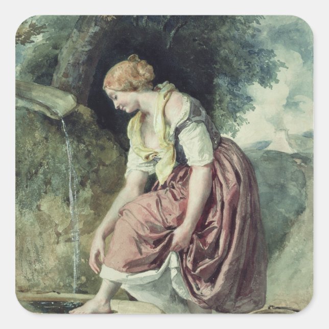 Girl at a Conduit Square Sticker (Front)