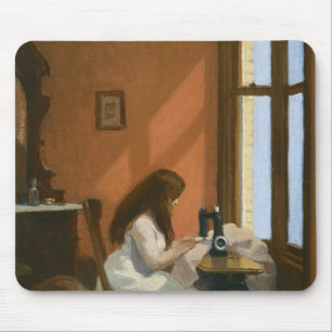 Girl at a Sewing Machine (by Edward Hopper) Mouse Mat