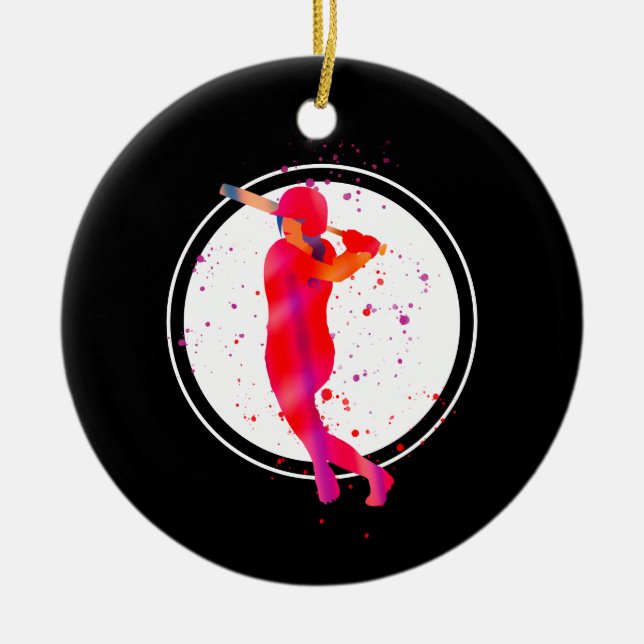 Girl at Bat Ceramic Tree Decoration (Front)