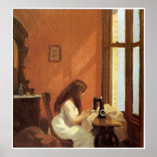 Girl at Sewing Machine, Edward Hopper Poster