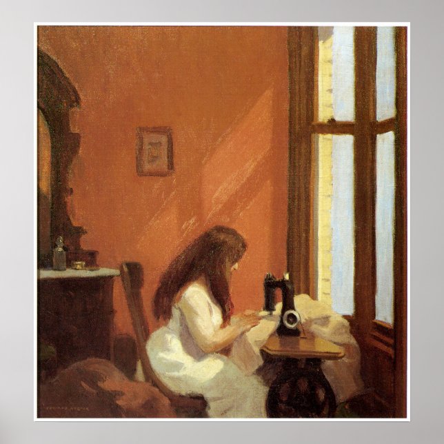 Girl at Sewing Machine, Edward Hopper Poster (Front)
