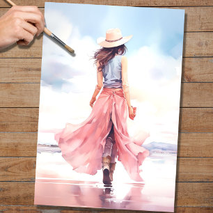 Girl at the Beach 3 Decoupage Paper