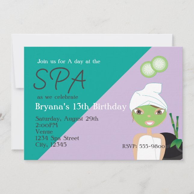 Girl at The Spa Beauty Birthday Party Invitation (Front)