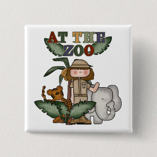 Girl At the Zoo 15 Cm Square Badge
