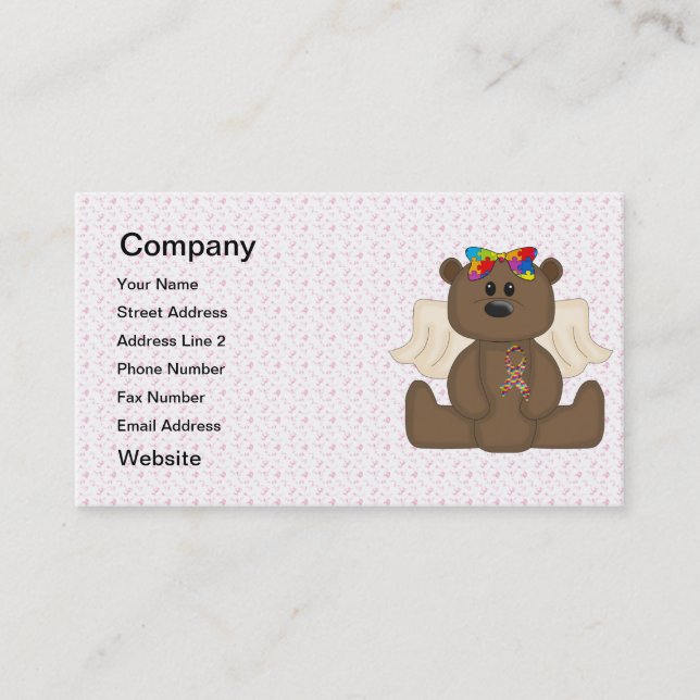 Girl Autism Awareness Bear Business Card (Front)