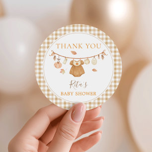 Girl Autumn Clothes Pumpkin Baby Shower Classic Round Sticker