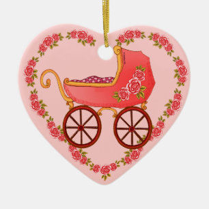 Girl Baby Buggy Heart ornament 