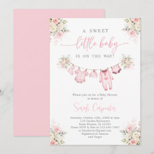 Girl Baby Clothes Baby Shower Invitation