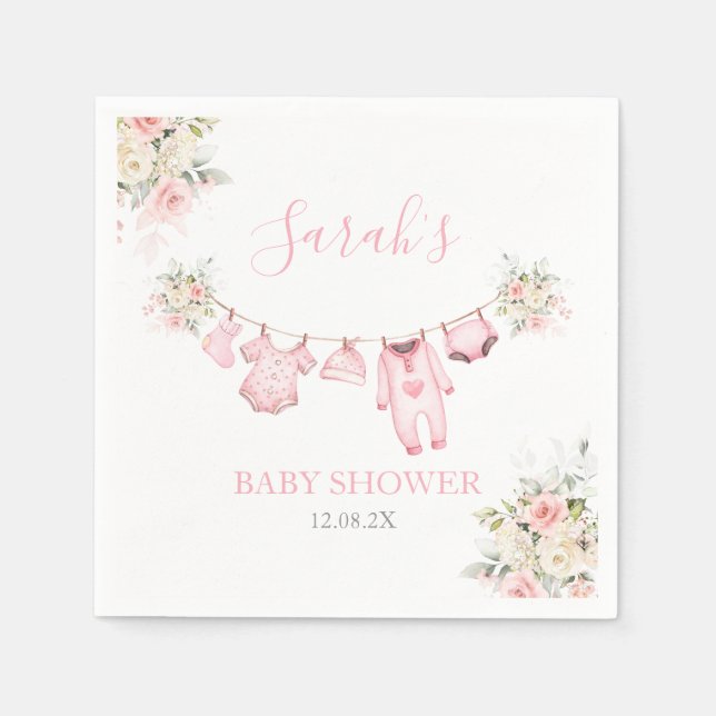 Girl Baby Clothes Baby Shower Napkin (Front)