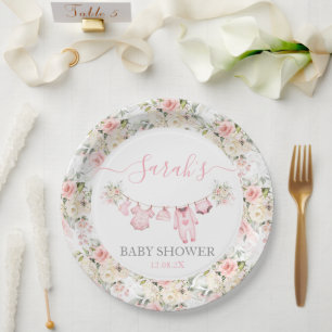 Girl Baby Clothes Baby Shower Paper Plate
