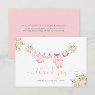 Girl Baby Clothes Baby Shower Thank You Card