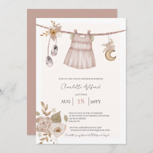 Girl Baby Clothes Boho Baby Shower Invitation