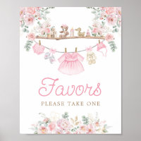 Girl Baby Clothes Pink Clothesline Favours Sign