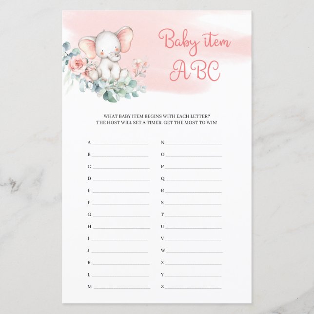 Girl Baby Elephant Eucalyptus Baby Item ABC (Front)