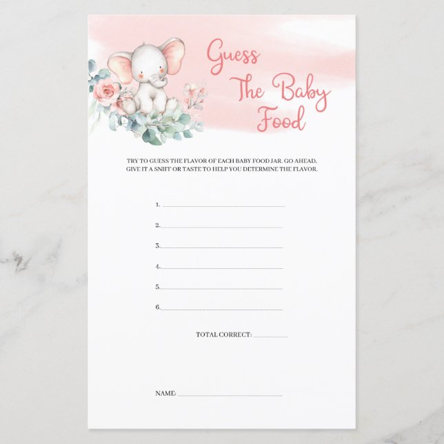 Girl Baby Elephant Eucalyptus Guess The Baby Food (Front)