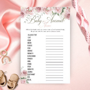 Girl Baby in Bloom Baby Shower Animal Name Game