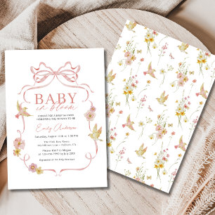 Girl Baby in Bloom Coquette Bow Wildflower Shower Invitation