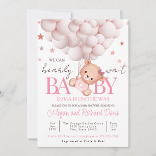 Girl Baby Invite Bear Template Bearly Sweet