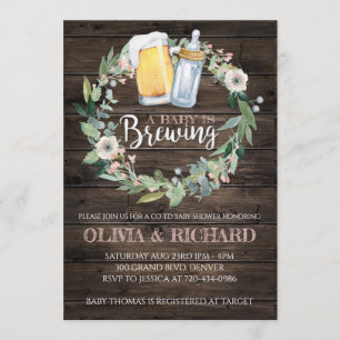 Girl Baby is Brewing Baby Shower Invitation