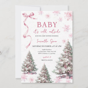 Girl Baby It's Cold Outside Christmas Baby Shower Invitation