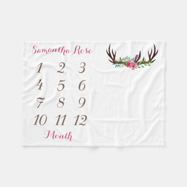 Girl Baby Milestone Blanket Size 40"x30" (Front (Horizontal))