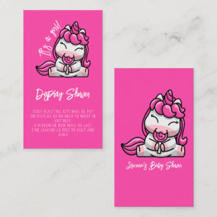 Girl Baby Pink Unicorn Gender Reveal Party Enclosure Card