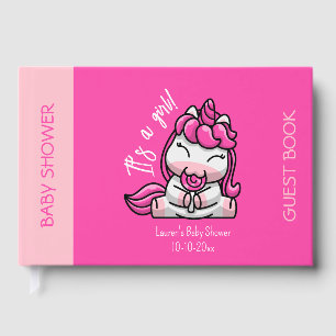 Girl Baby Pink Unicorn Gender Reveal Party Guest Book