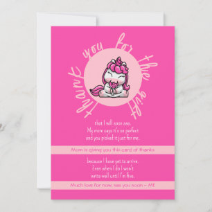 Girl Baby Pink Unicorn Gender Reveal Party Thank You Card