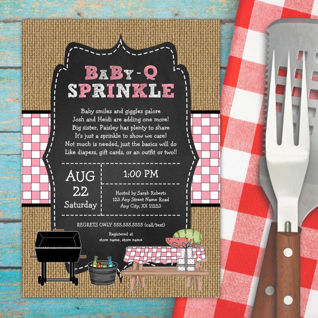Girl Baby Q Sprinkle, BBQ baby shower Invitation (Creator Uploaded)