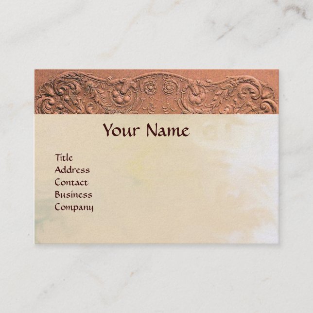 GIRL BABY SHOWER ANTIQUE PINK FLORAL MONOGRAM BUSINESS CARD (Front)