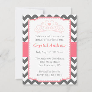 Girl Baby Shower - Baby Princess and Tiara Invitation